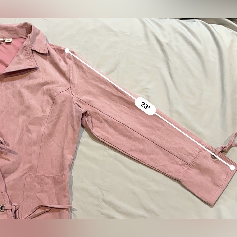 Cato Light Pink Suede Tie-front Jacket - Picture 11 of 14